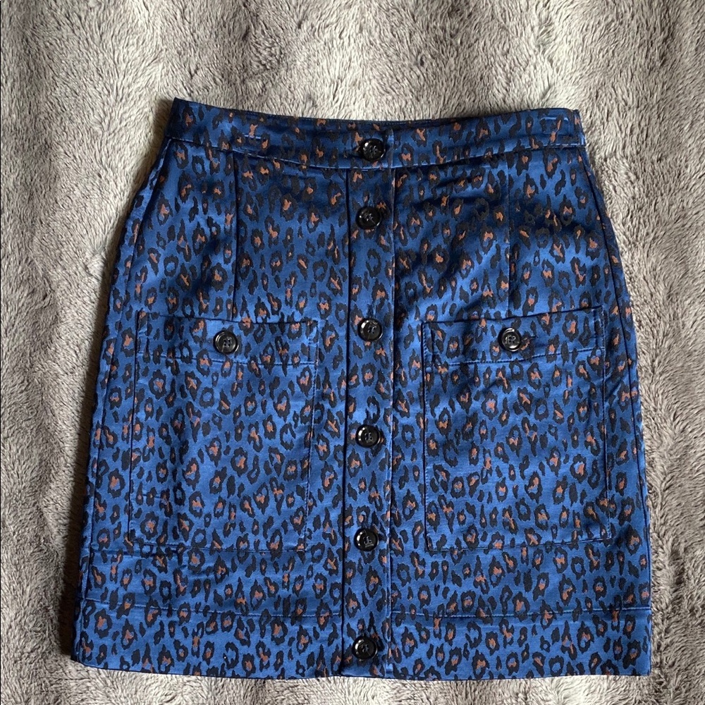 Banana Republic  Black & Blue Leopard Print Skirt